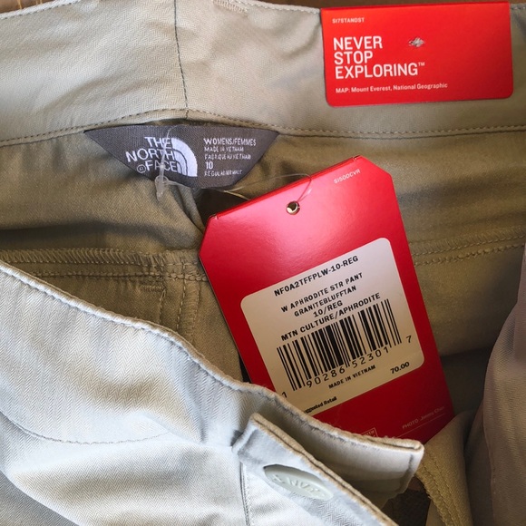 🆕The North Face Women’s Aphrodite Straight Pants Granite Bluff Tan ~ Size 10R - Picture 4 of 5